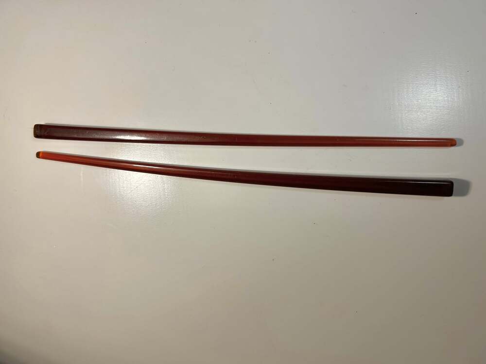 Vintage Amber Brown Hair Sticks France 7.25 inches long